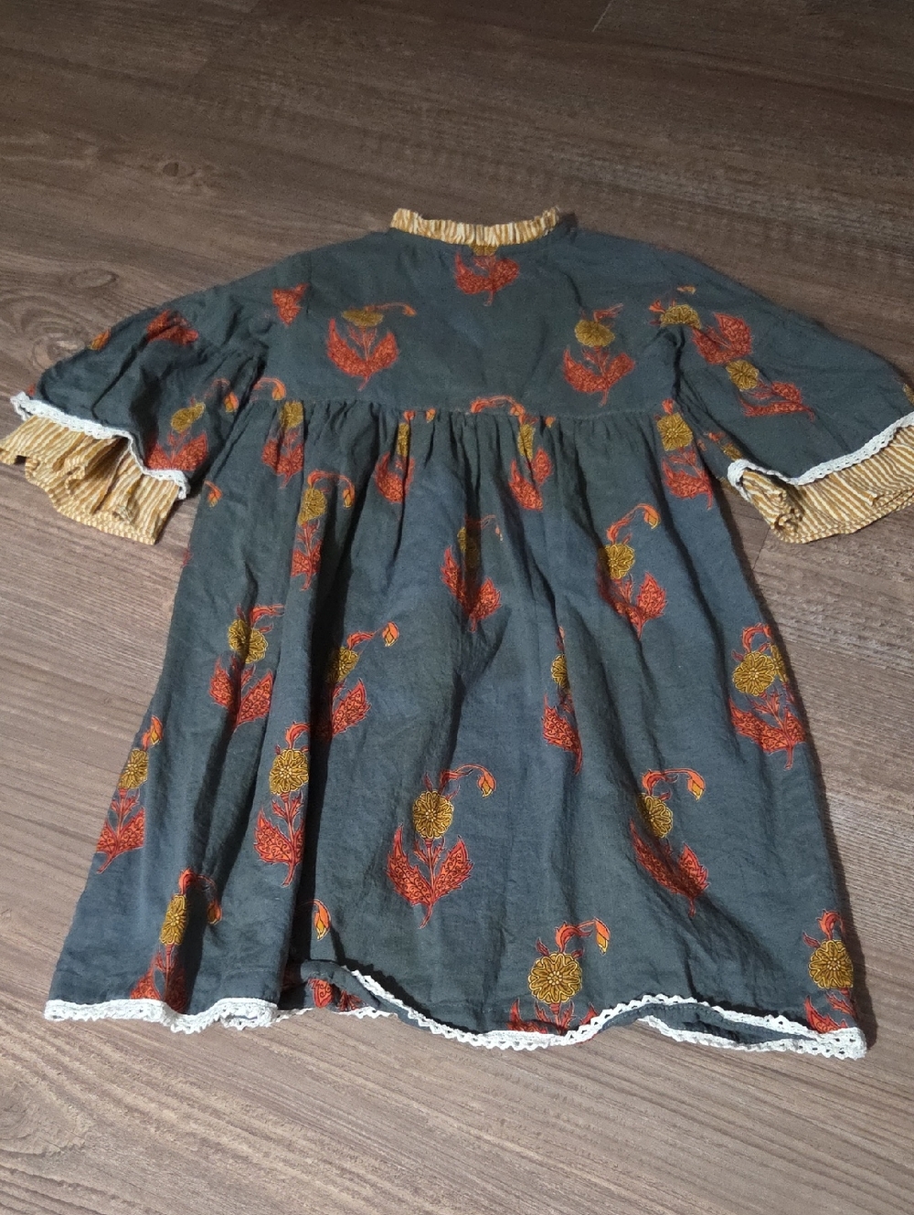 Embroidered Yobaby India Floral Tiered Dress